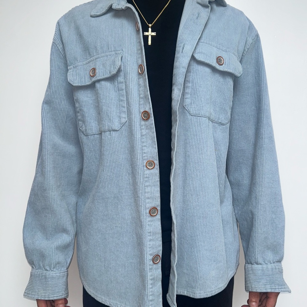 Forever 21 Gray Corduroy Shirt Jacket